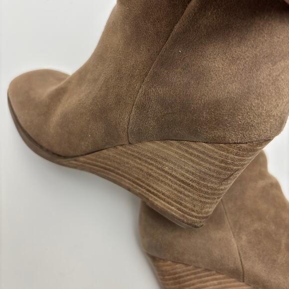 Dolce Vita Rupart Wedge Square Toe Ankle Bootie Truffle Tan Suede Women's Size 7 - Picture 10 of 10